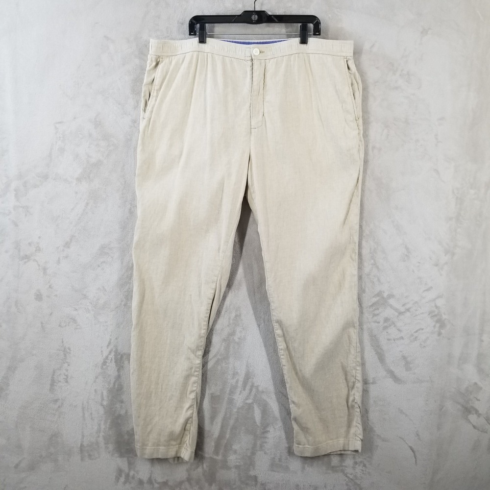 Tommy Bahama Pants Mens 2XLT Linen Cotton Beige Relaxed Beach Trousers Cruise